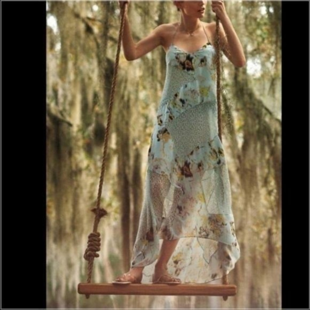 Anthropologie Sachin Babi Lace Floral Midi Biased Dress size 6 - Picture 5 of 9